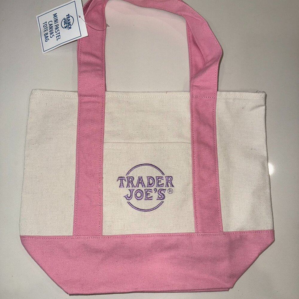 Trader Joe's Mini Pastel Canvas Tote: Pink